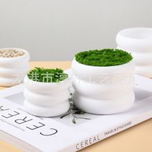 花盆塑料白色简约特价盆景迷你花盆个性家用绿萝吊兰多肉手工钩织