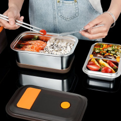 歐日專利304不鏽鋼雙層飯盒便攜保溫分格午餐盒學生上班可微波爐
