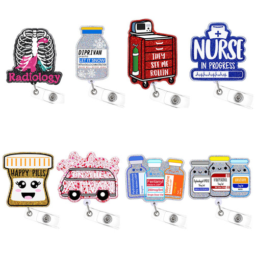 Amazon teacher office medical bottle nurse cap pull tab ID clip student expandable clip badge scroll