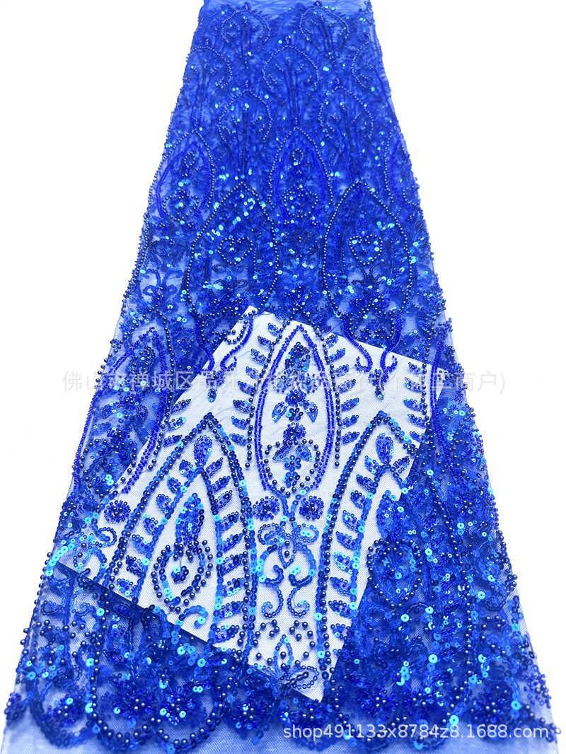 Tejido de boda de importación sequinilla tubo de perlas de bordado de computadora 130 ancho de stock rápido soporte de prueba