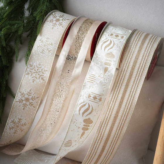 Amazon French Ribbon Velvet Double-Sided Ribbon merrychristmas Bronzing Ribbon Christmas Tree Decorations