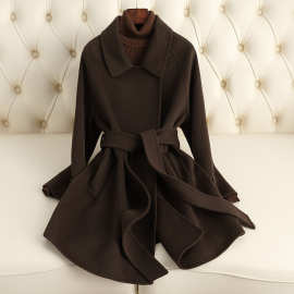 高级感双面羊绒大衣女2025秋冬新款宽松小个子中长款羊毛呢外套女