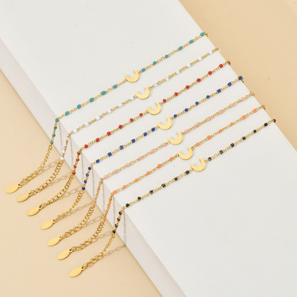Casual Occasion Stainless Steel Material Moon Pattern Bohemian Moon Stainless Steel Enamel Plating Bracelets