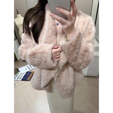 纸片人宽松V领泰迪绒羊剪绒环保皮草皮毛一体羊羔毛毛外套女秋冬