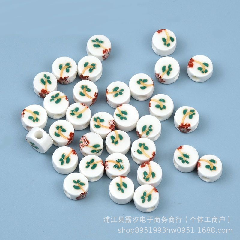 Flores de cerámica oblata esmalte de color decal de cerámica flores de estilo chino hechas a mano DIY collares pulseras pendientes accesorios