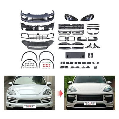 for Porsche Cayenne 11-17 models: Big Surrounded - 9582-old-model-modified-to-new-9y02-front-face-excluding-hood-including-lights