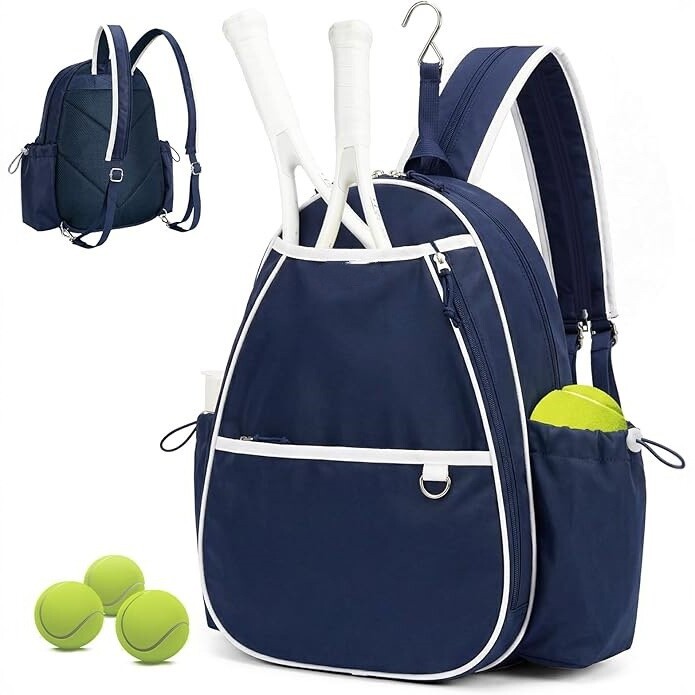 Cross-Border New Model Tennis Bag with Shoulder Strap, Crossbody Backpack, 2 Racket Waterproof Pockets, and Fence Hook Racket Bag Suitable for Use