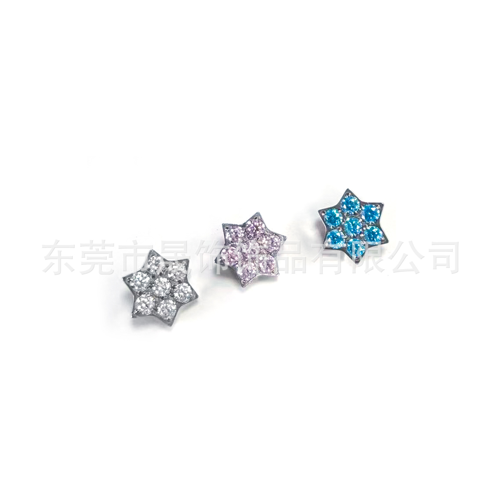 F136钛合金六角星形圆锆耳钉镶5A锆石耳骨钉G23钛内螺纹穿刺饰品