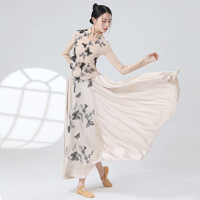 舞蹈服现代舞服女中国舞印花衣服中式新款古典舞身韵服上衣练功服