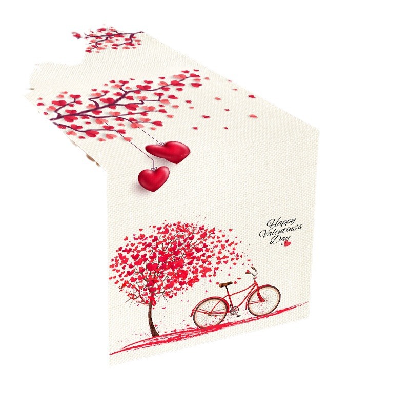 Amazon transfronterizo Día de San Valentín corredor de mesa de impresión digital huevo colorido nórdico restaurante occidental anti-fouling aislamiento térmico mantel decorativo