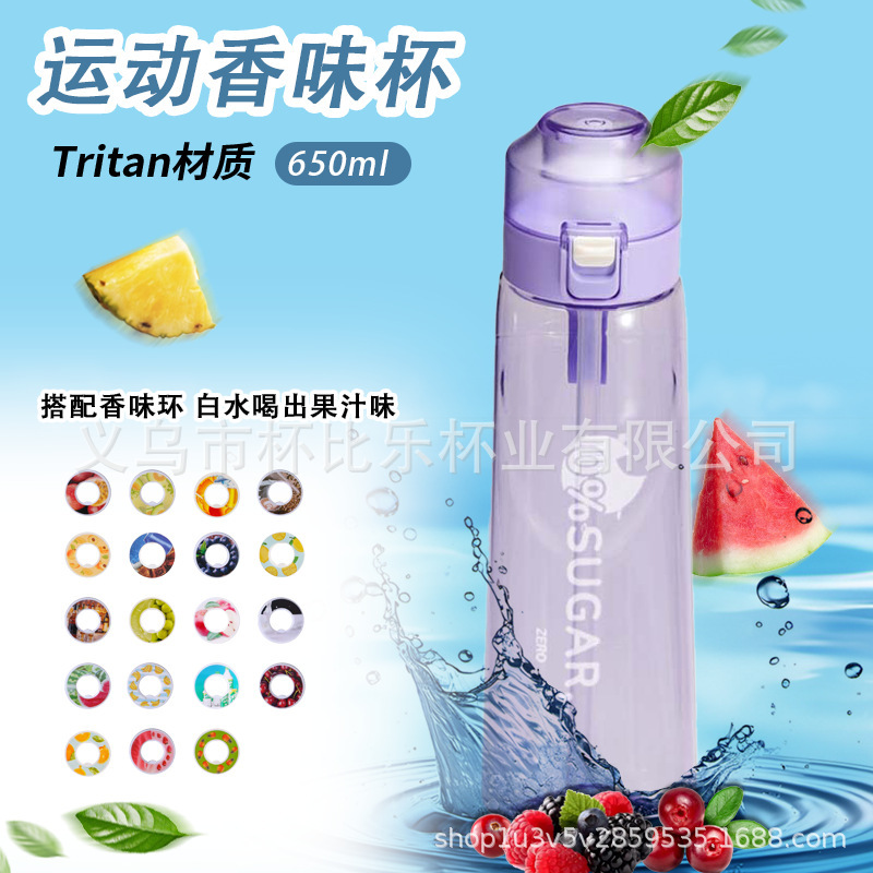 跨境爆款豆荚气味环太空杯萃香水果香味环0糖0卡Tritan耐高温水杯|undefined