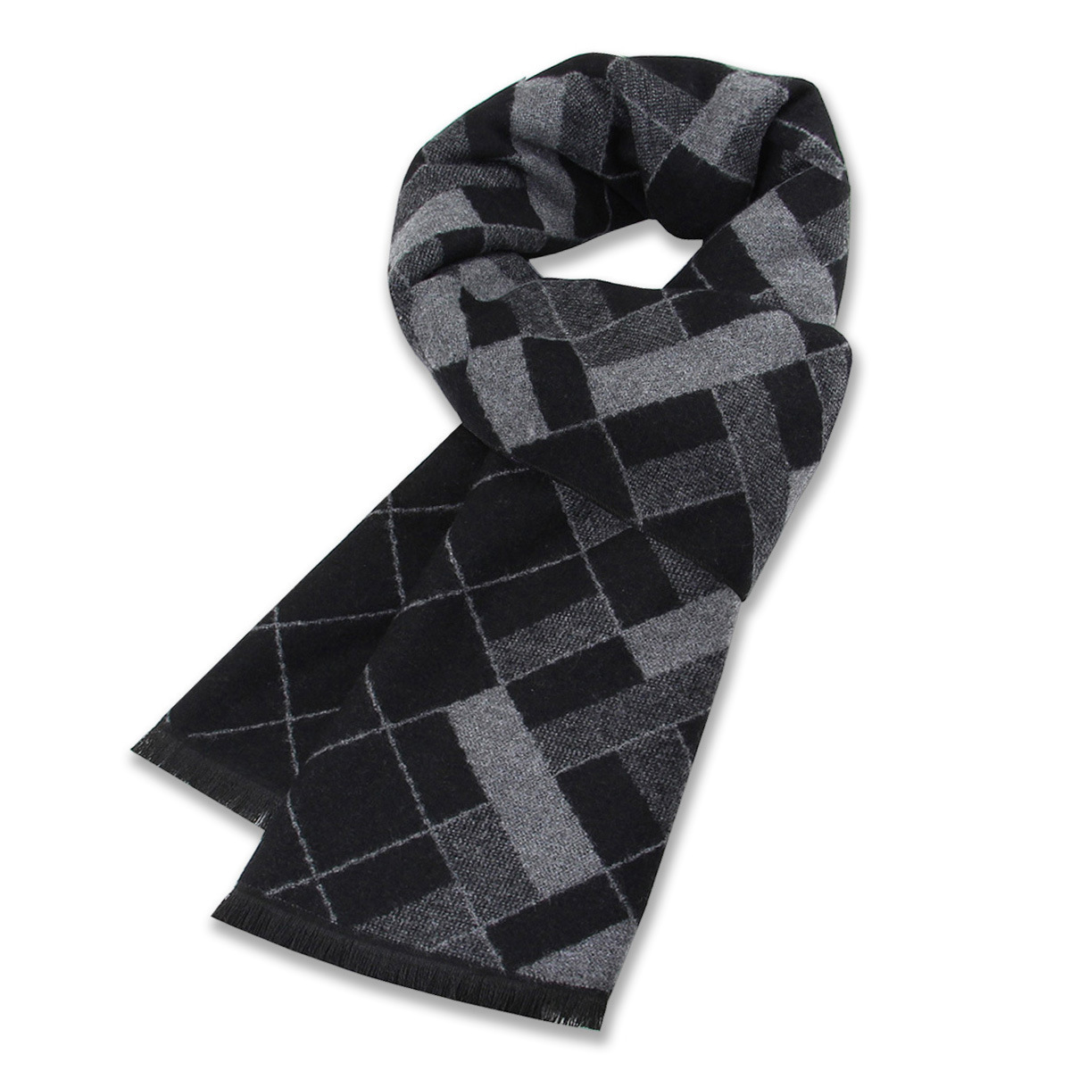 Wool Blend Scarf For Men Thick Jacquard Winter Warm Accessory_voghion.com