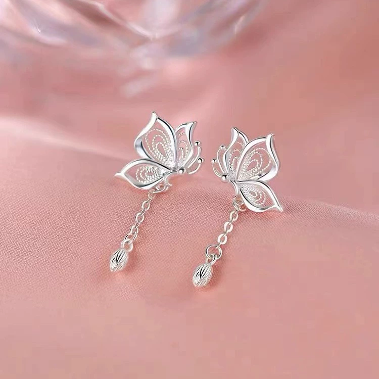 Серебряная игла, свежие милые серьги с кисточками, серебро 925 образец, корейский стиль