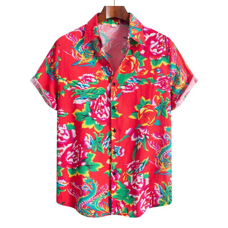 2025 Digital Printing shopify Cross-border Summer New Hawaiian Shirt Men's Casual Unspecified Cutting