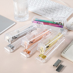 Nordic light luxury rose gold transparent stapler large and small square head office labor-saving stapler No. 12 stapler