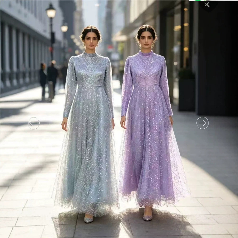 2026年春季欧美亚马逊跨境外贸新款气质纯色晚礼服长袖修身连衣裙