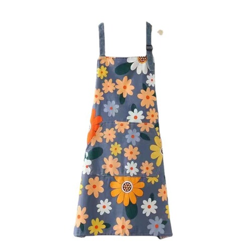 Wholesale flower apron for women's kitchen home cooking men's fattening waterproof breathable wear-resistant work clothes waterproof PVC
