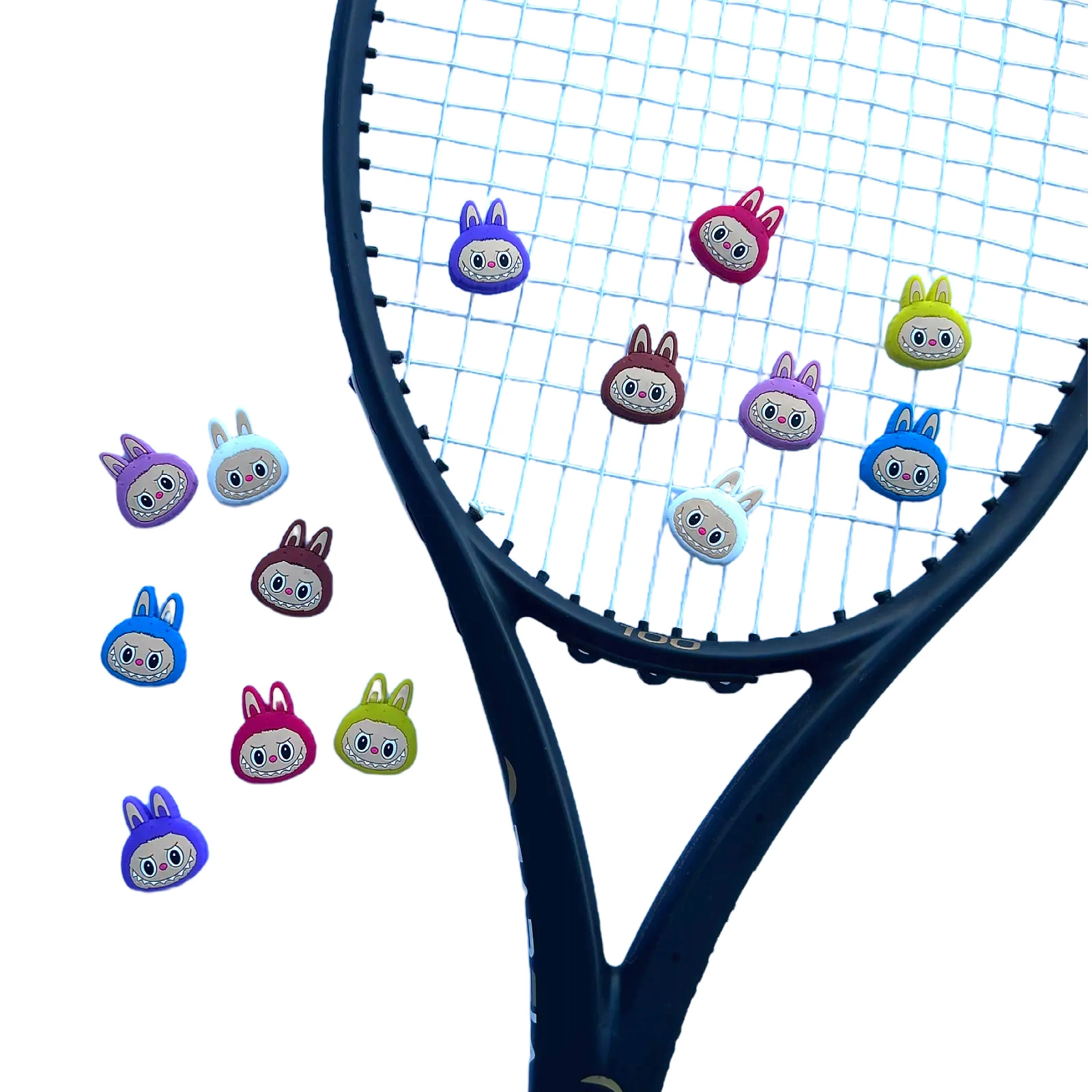Двусторонний клей Labubu амортизатор силиконовый амортизатор для теннисной ракетки мультяшный амортизатор Labubu с большой головкой милый