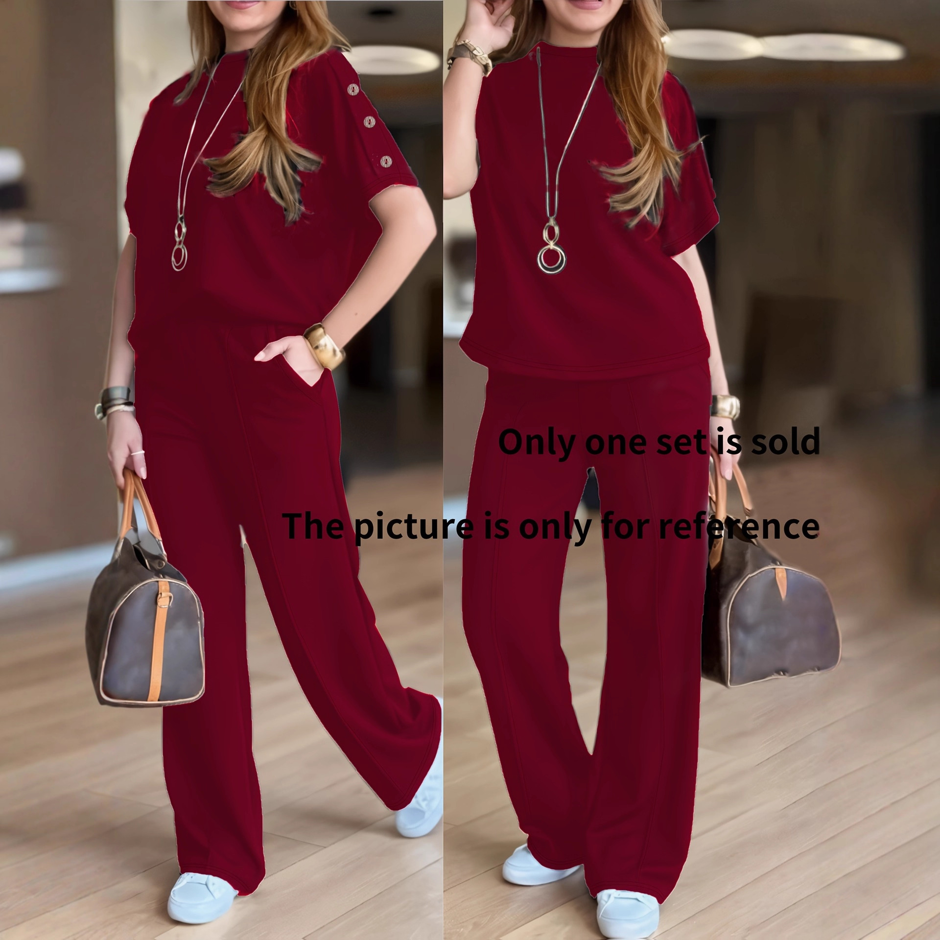 Women's Casual Two-Piece Set, Solid Color Loose Fit Lounge Wear, Comfortable Long Sleeve Top And Trousers Outfit_ecoleips.com
