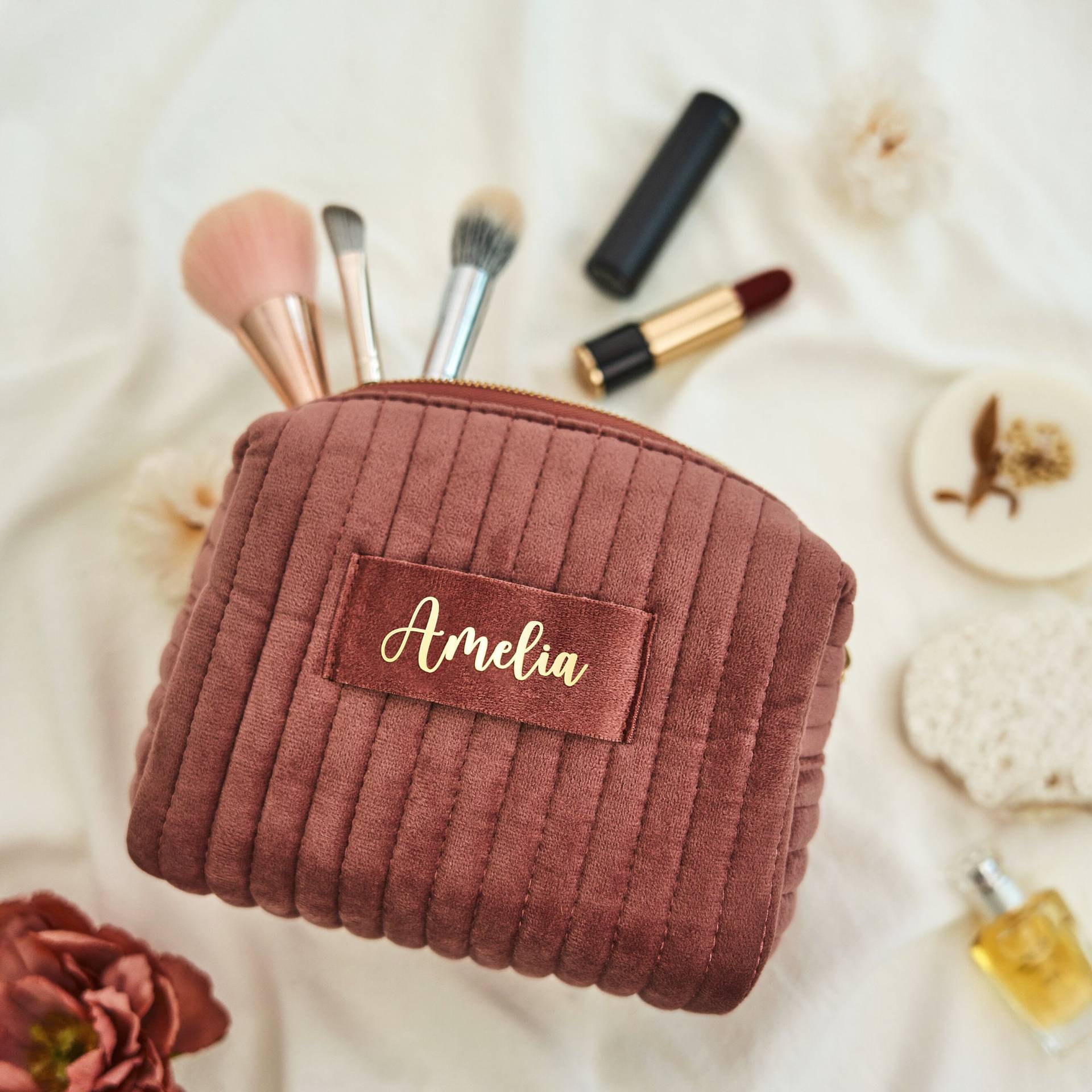 / Strap Type Cosmetic Bag, wash bag Bags Type Basic Solid Color Velvet Cloth Square Makeup Bags