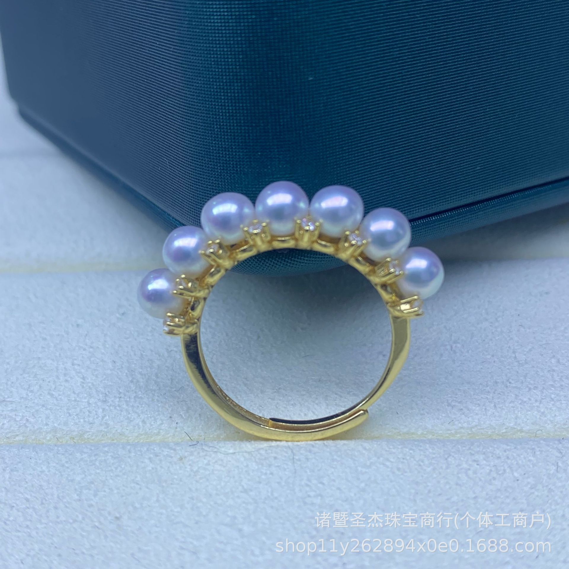 자연 민물 진주 의류 링 지르콘 세이코 반지 K-골드 공예 조정 가능