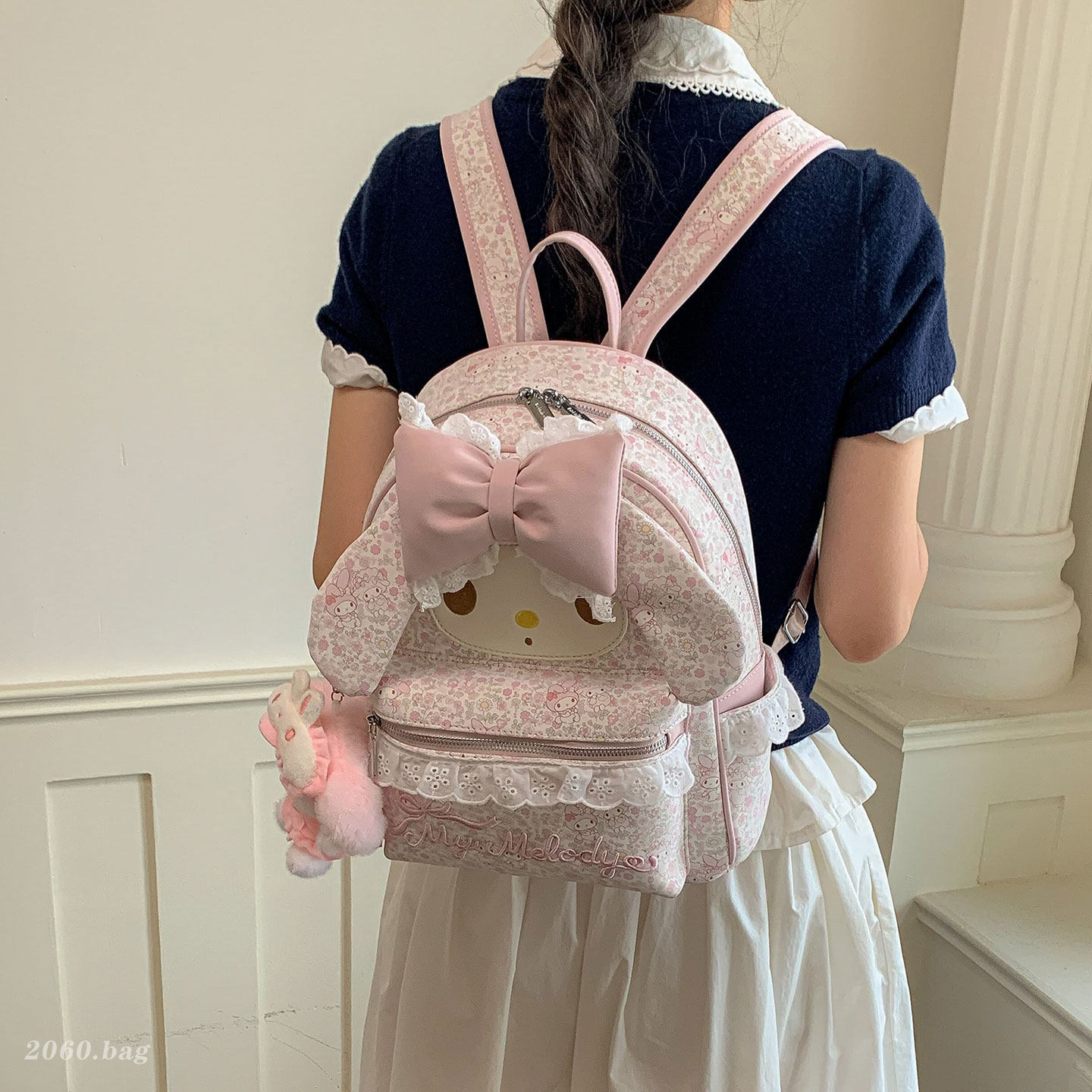 Mujeres de gran capacidad mochila de estudiantes de dibujos animados mochila de viaje 2026 arco dulce nuevo lindo mochila flor triturada