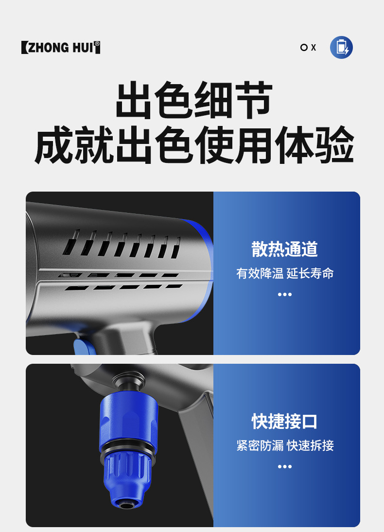 High-Pressure Car Washer, Car Wash Water Gun, Lithium Battery, Household Wireless Cleaning Machine, Car Washing Tool, Powerful Outdoor Car Cleaner