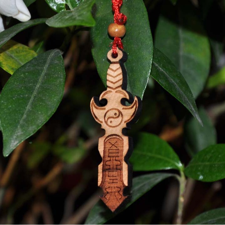 厂家批发福临桃木饰品 2号精雕桃木小剑FL-0420 桃木摆挂饰品批发