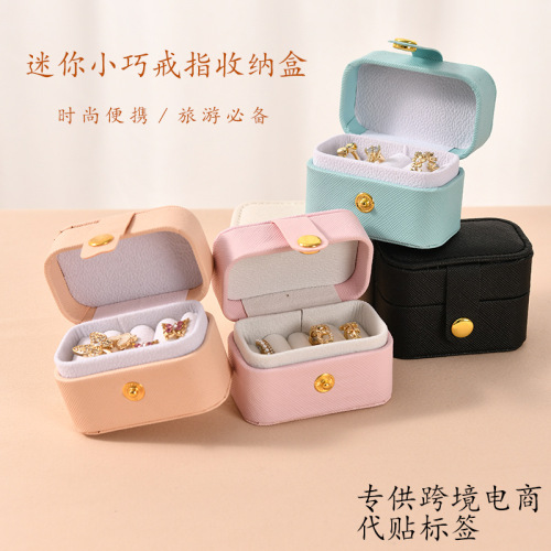 Mini Ring Storage Box Portable Travel Handheld Multi-Ring Small Box Flip Lid Clasp Ring Jewelry Box