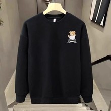 跨境新款国潮熊卫衣春秋季休闲百搭时尚男装简约帅气长袖上衣情侣