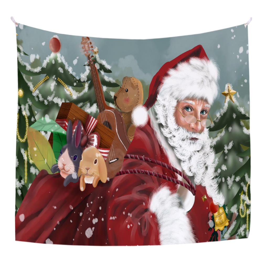 wish 亚马逊 跨境热销新款挂毯圣诞节系列印花家居装饰画直播背景