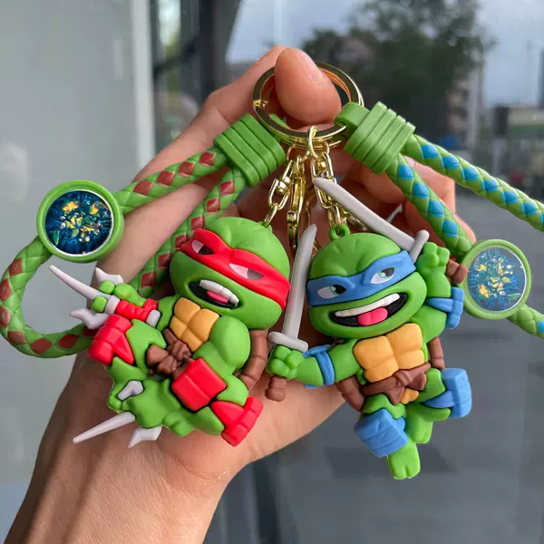 Teenage Mutant Ninja Turtles Keychain Cartoon Turtle Doll Bag Pendant Car Key Chain Pendant Doll Machine Small Gift