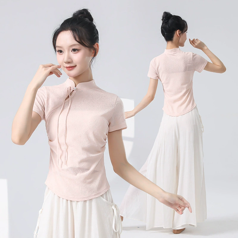 Новая одежда для современного танца в китайском стиле для женщин, новые танцевальные наряды, облегающая повседневная одежда, базовые топы для тренировок и выступлений