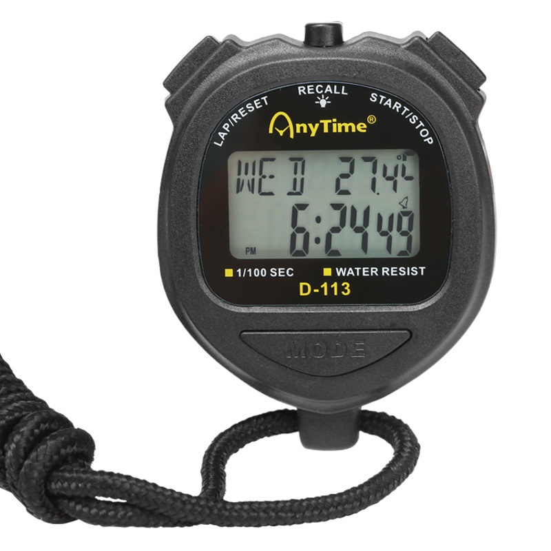 Electronic stopwatch double row 60 channels memory timer track and field training running sports competition code meter waterproof shockproof