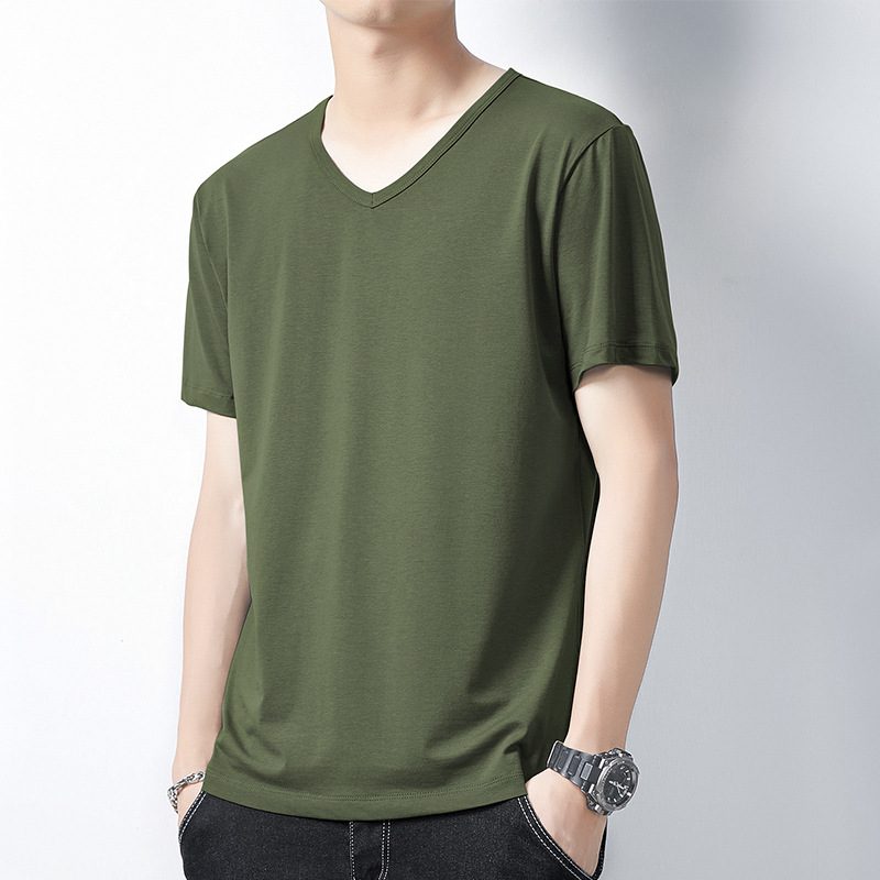 Camiseta modal para hombre, manga corta, cuello redondo, camisa suelta vieja, media manga delgada, camiseta de verano para hombre de talla grande