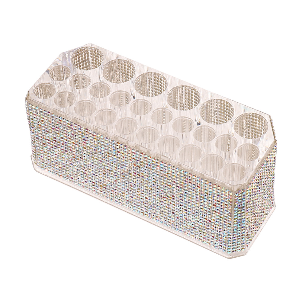 Diamantes de lujo acrílico 26 agujeros estante de lápiz de maquillaje agujeros grandes lápiz de ceja transparente lápiz de ojos delineador caja de almacenamiento de acabado estante de exhibición