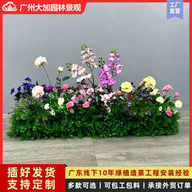 仿真假花绿植装饰花箱花槽售楼部餐厅塑料花植物隔断造景组合摆设