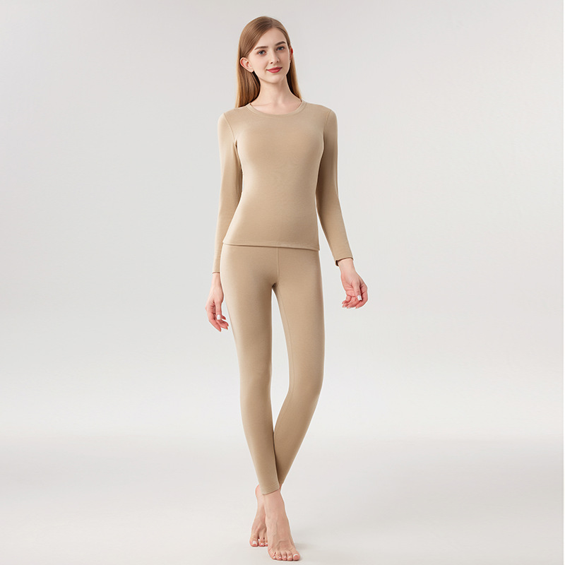 秋冬バイエル黄標デロン保温下着男女セット抗菌加厚発熱ネックウォーマー付き秋服秋パンツ