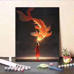 起爆錦鯉デジタル油絵diy手塗り癒し誕生日プレゼント客間装飾画