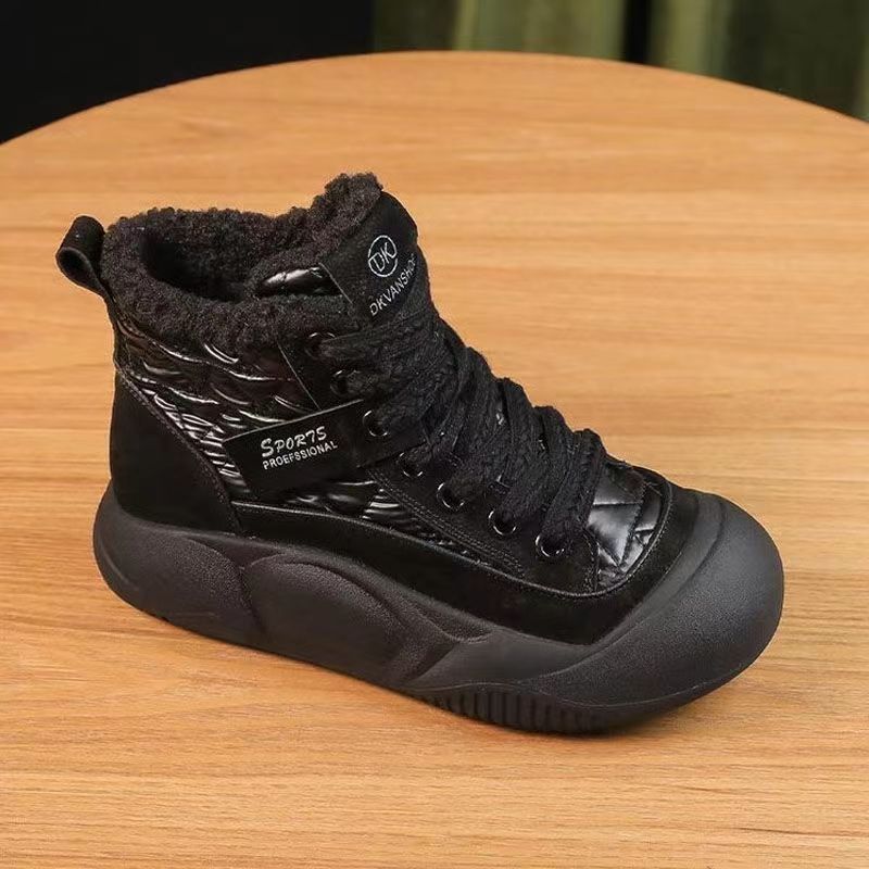 Botas de nieve de cuero de explosión para mujeres invierno 2024 nuevos zapatos de algodón gruesos y cálidos botas cortas de algodón