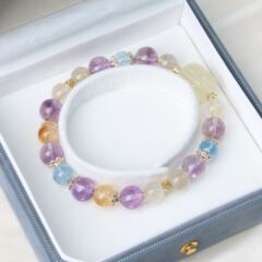 天然水晶マルチジュエルブレスレット、ファッショナブルなデザイン、幸運と転送、多用途のジュエリー、女性用の絶妙なビーズブレスレット