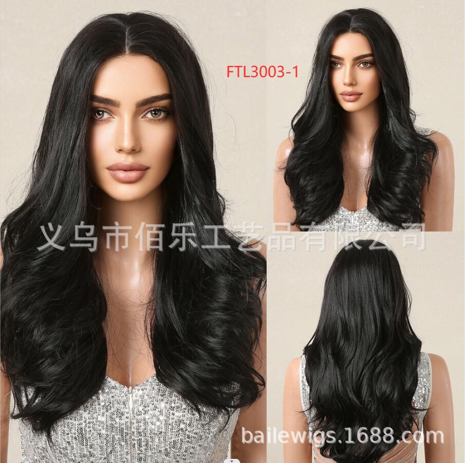 Pelucas de estilo europeo y americano cubierta de cabeza pequeña encaje dorado mediano gradiente gran onda fibra química cabello largo rizado hai