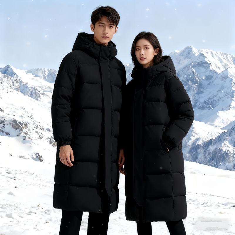 Long winter trench coat with down for men and women