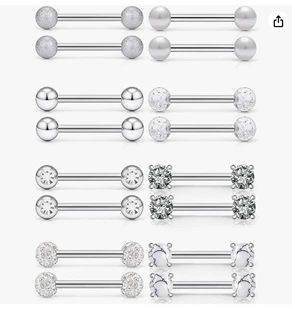 Spot zircon milk nails, turquoise milk ring mud ball breast nails, barbell milk ring body piercing jewelry chest decoration