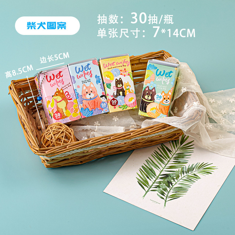 かわいい方の缶のアイデアのミニウェットティッシュ30は携帯して使い捨ての清潔なウェットティッシュのペンダントを持って卸売りします。|undefined