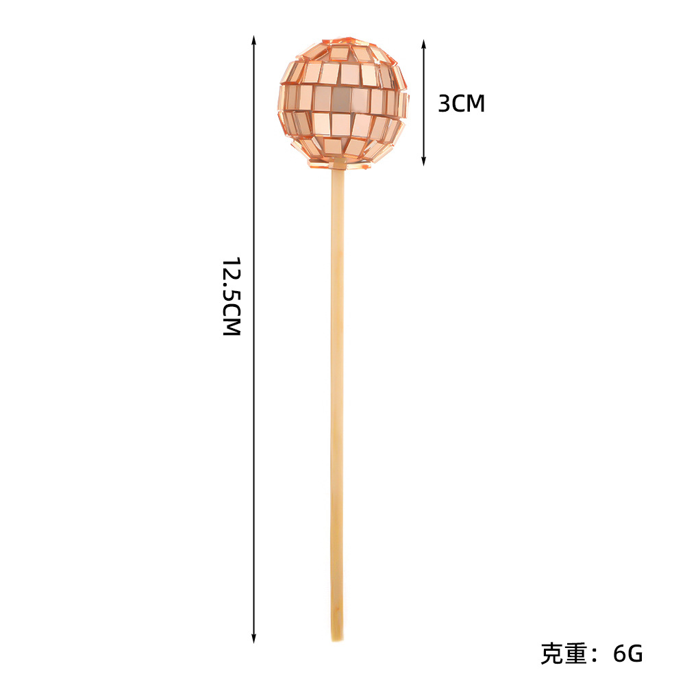 Bolas de espejo de discoteca transfronterizas pastel de cumpleaños decoración de bolas de espejo con inserción de palo de madera fiestas de fiesta props