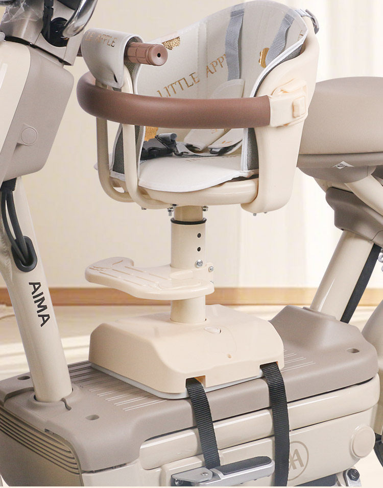 Universal electric vehicle baby safety seat with fixed straps for infants and toddlers, front-mounted child seat