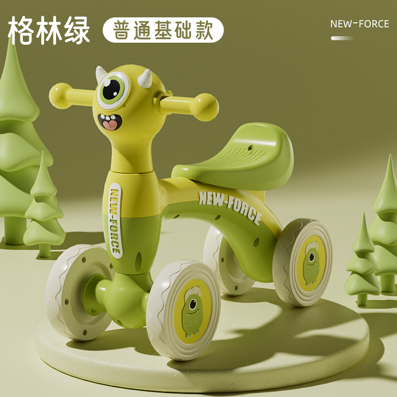 Coche de equilibrio para niños de 1 - 3 años de edad, patineta sin pedal, patineta infantil de cuatro ruedas, patineta para bebés