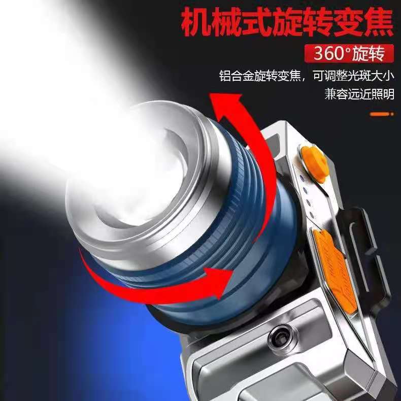強光可充電遠射防水軍家用超亮頭戴式夜釣魚USB充電戶外 感應礦燈