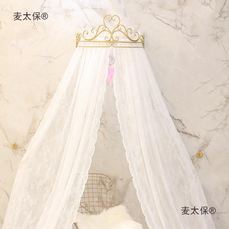 韩式装麦太保蕾丝婚庆圆顶蚊帐床头公主吊顶皇冠纱帐窗帘床幔宫廷